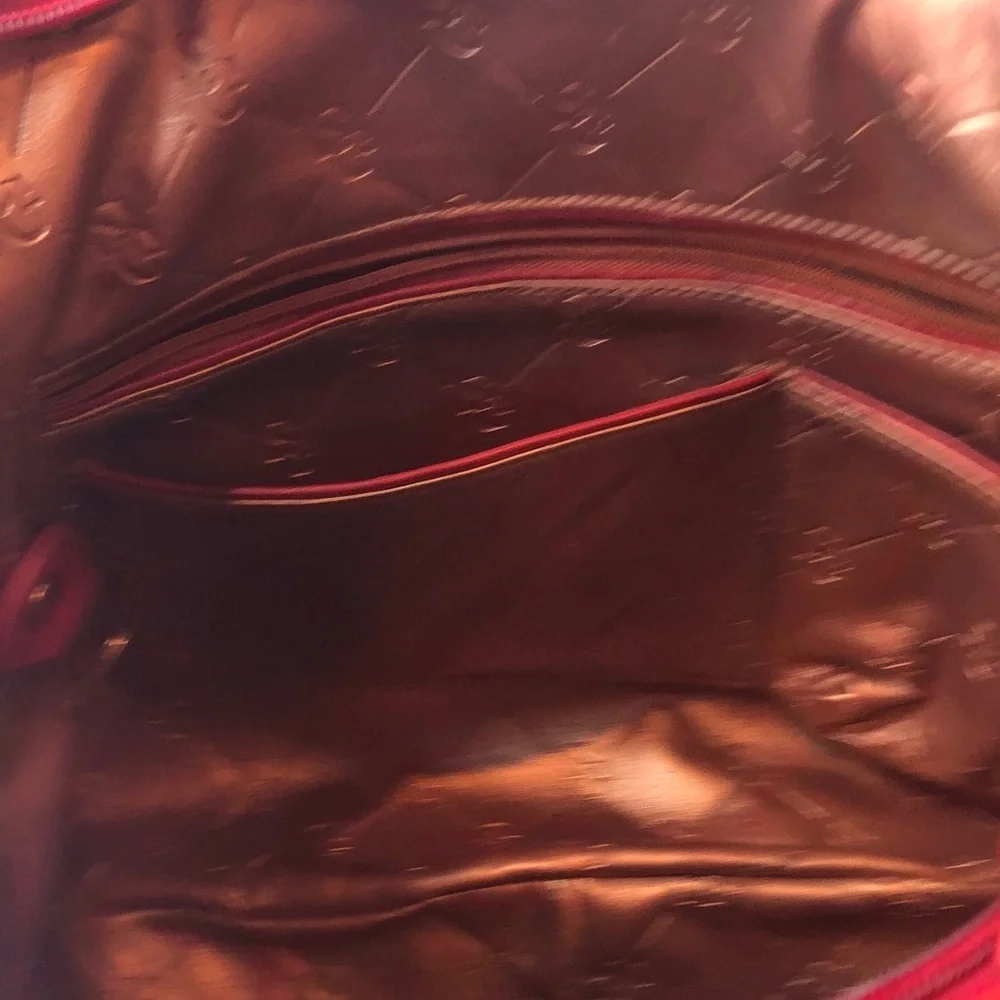 La Giodi de Toscana Red Studded Soft Leather Hobo Handbag Zip top Roomy NWOT